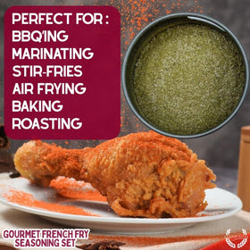 Artisanal Gustus Vitae blends presented in a chef-style setup for versatile seasoning.