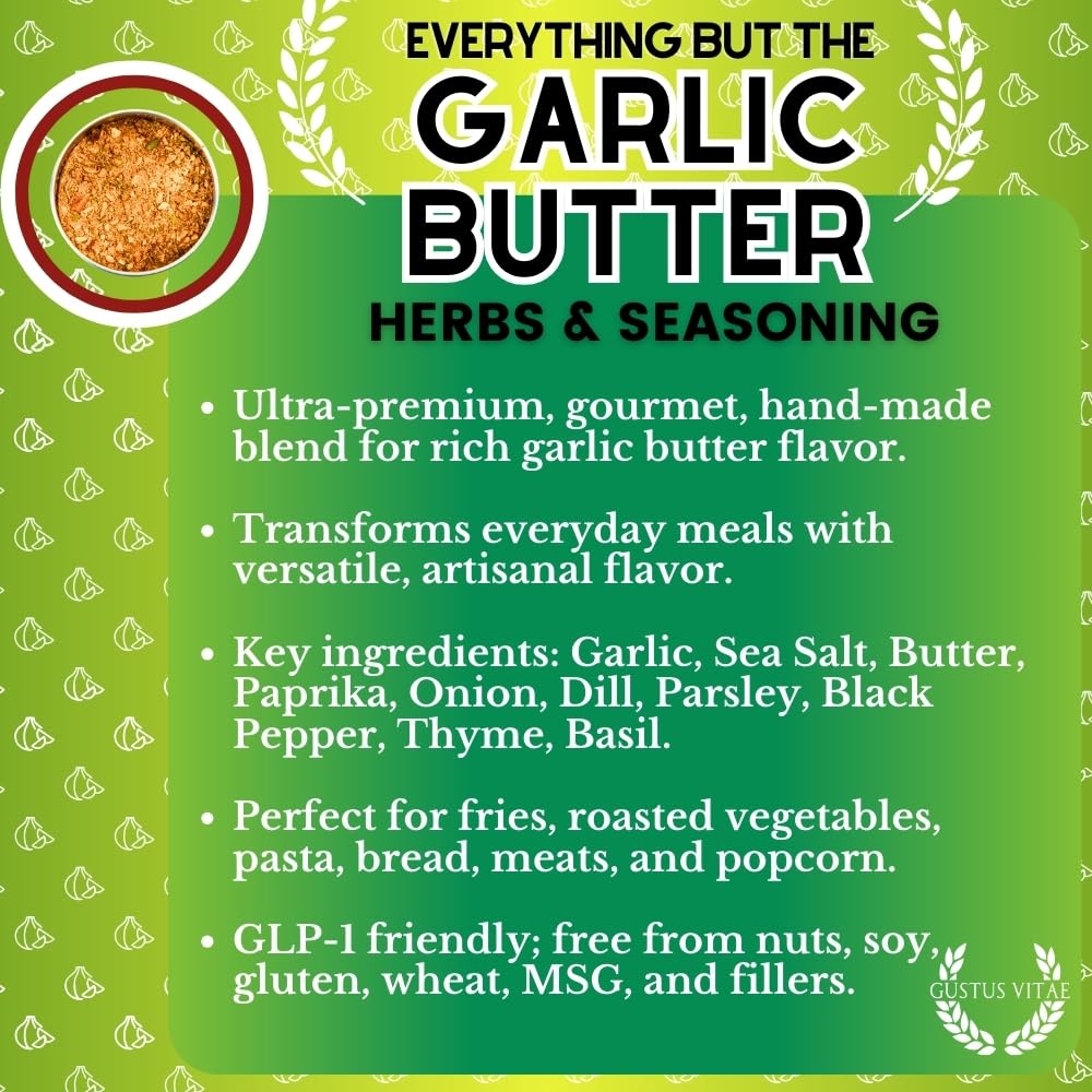 Gustus Vitae garlic butter seasoning on chicken for juicy, flavorful meals.
