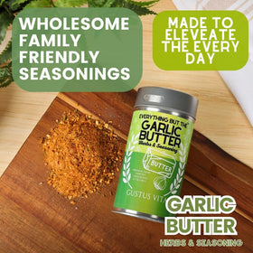 Gustus Vitae salad topping adds savory garlic butter brightness.