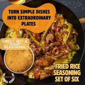 Gustus Vitae fried rice seasoning pantry display with magnetic tins