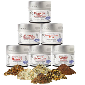 Gustus Vitae front box of steak seasoning gift set for gourmet grilling.