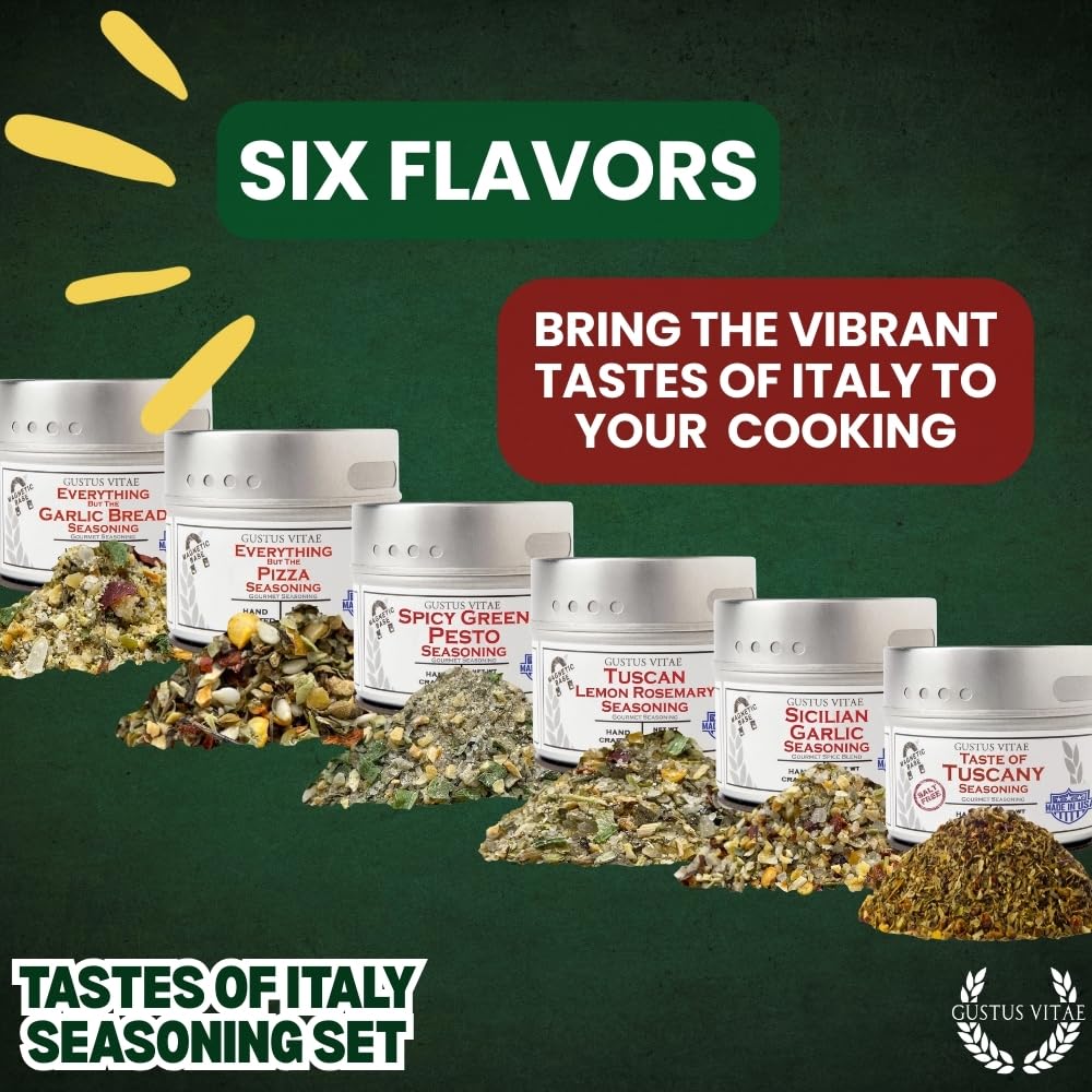 Gustus Vitae Italian seasoning blends closeup reveals vibrant herbs for rich dishes