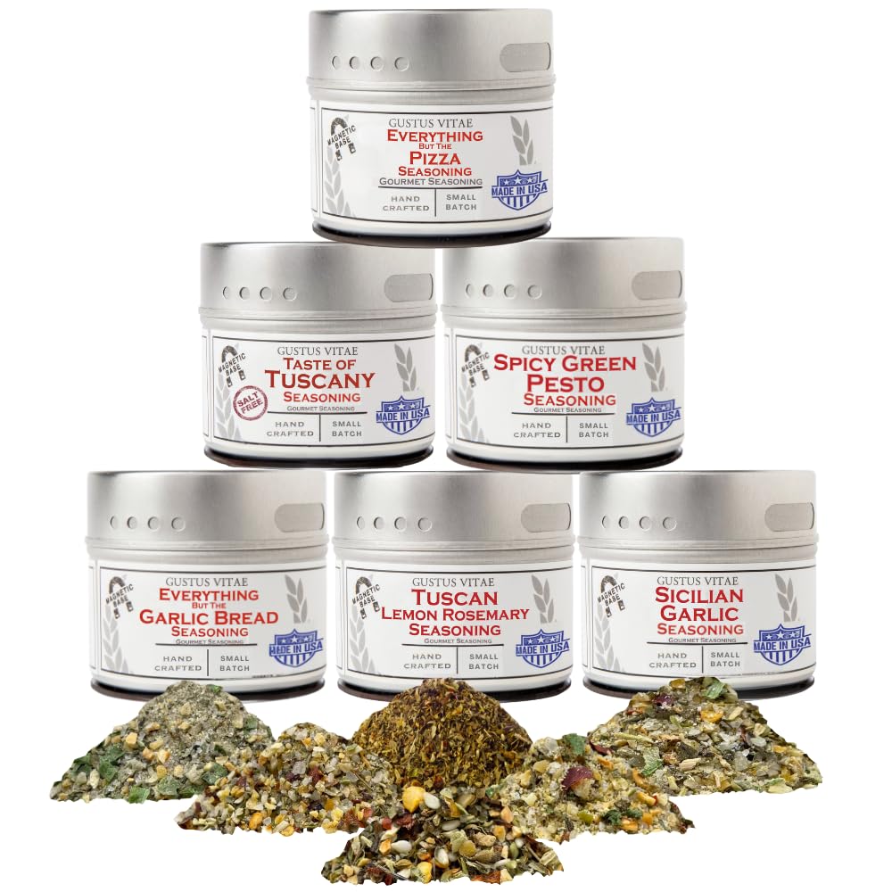 Gustus Vitae Italian seasoning gift set magnetic tins displayed for easy gifting and organized spice storage
