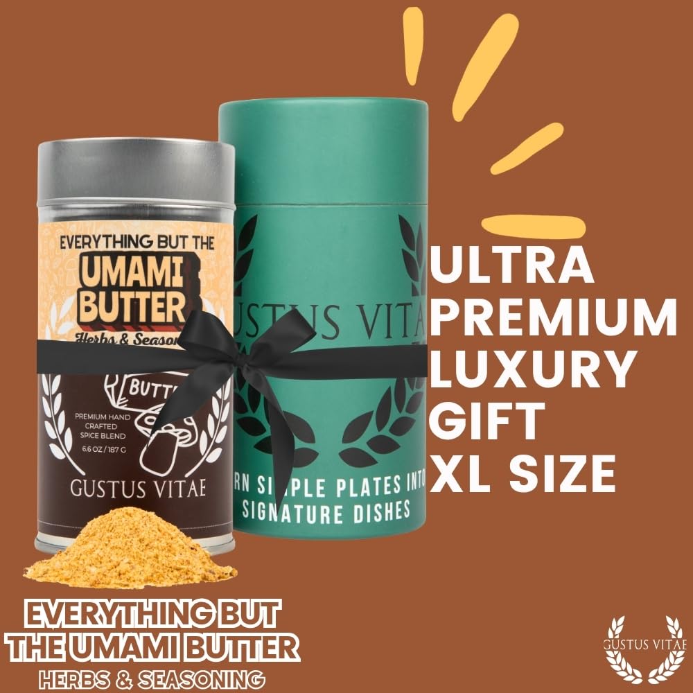 Gustus Vitae no-artificial-ingredients label reinforces clean, transparent seasoning for home cooks.
