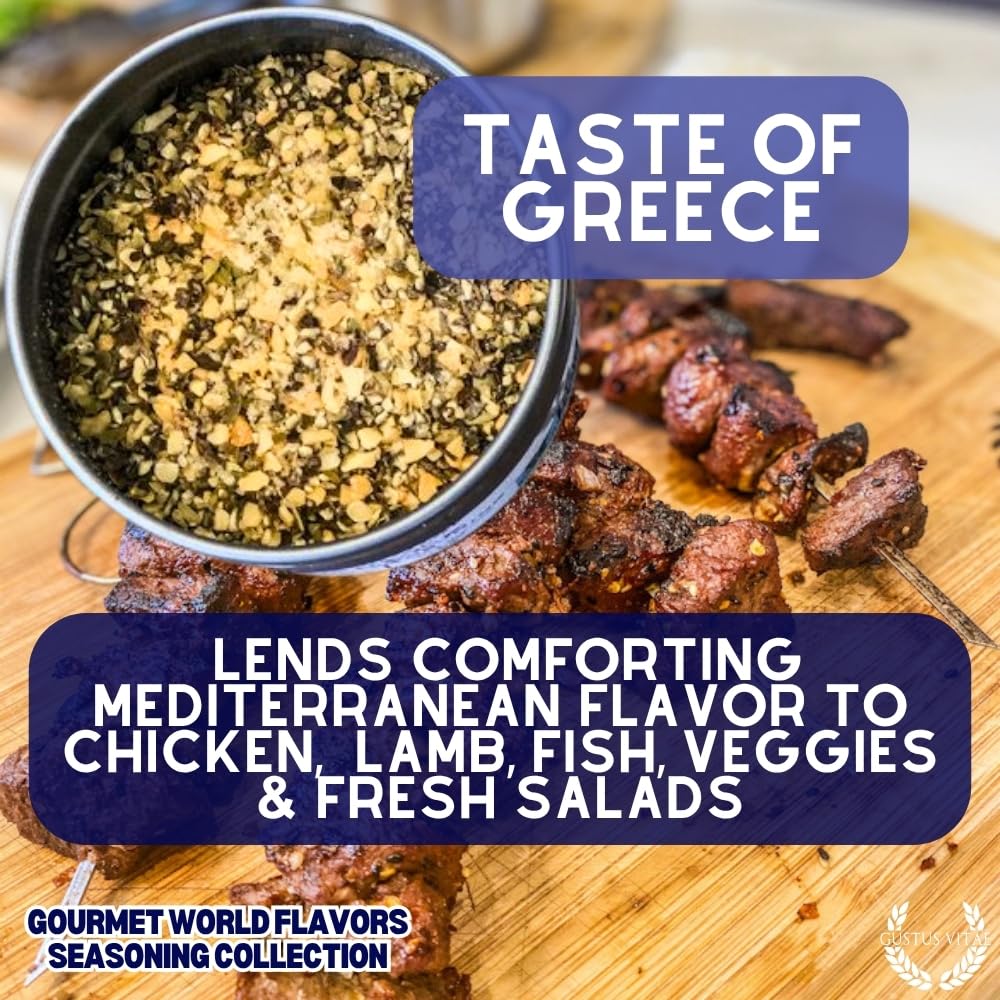 Gustus Vitae World Flavors spice blends assortment highlights global flavors for meals.
