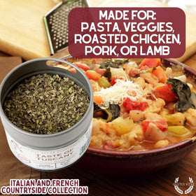 Gustus Vitae magnetic tin on fridge keeps premium spices within easy reach.