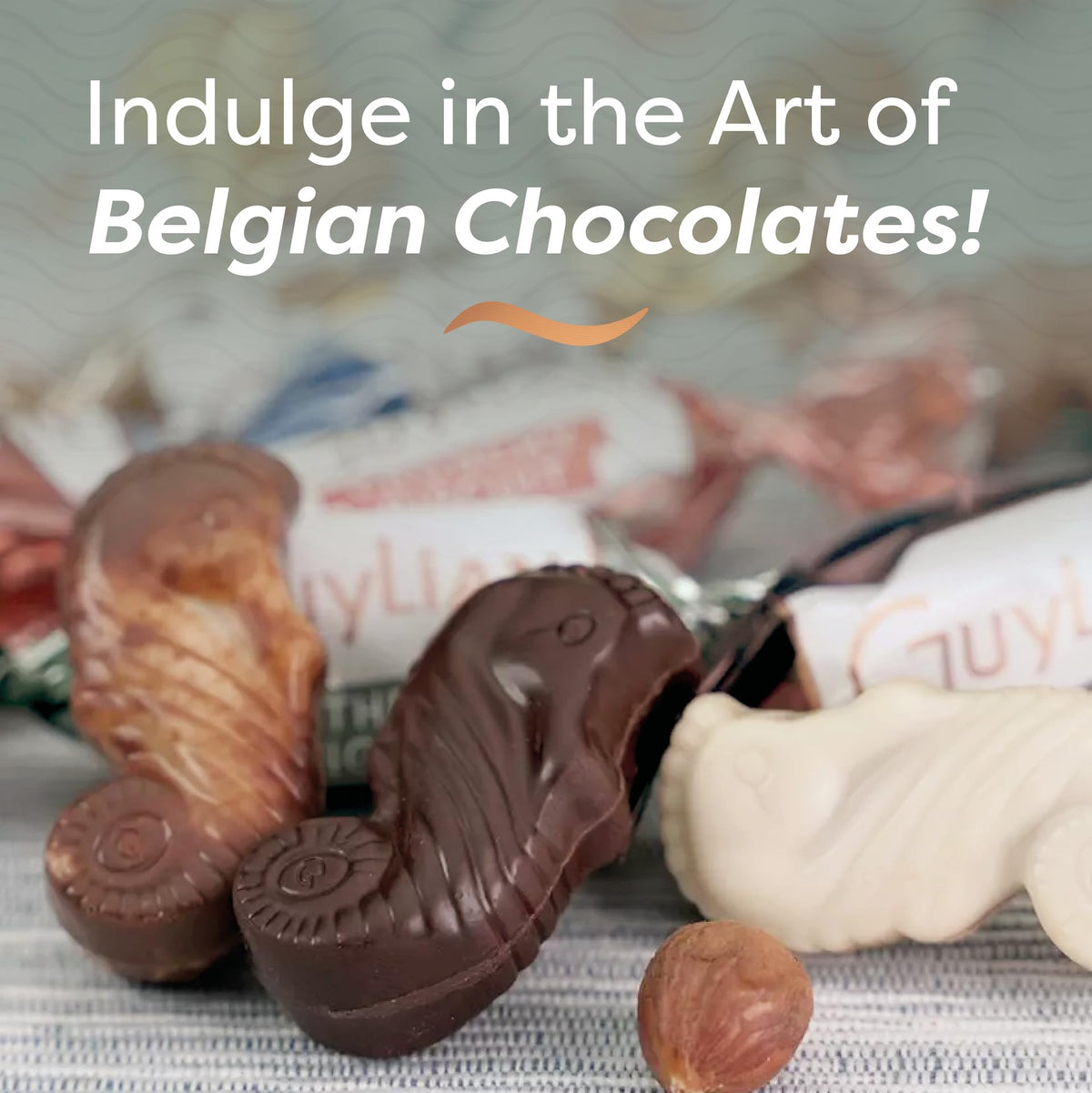 Guylian seashells milk white dark trio image—vibrant shells with triple chocolate.
