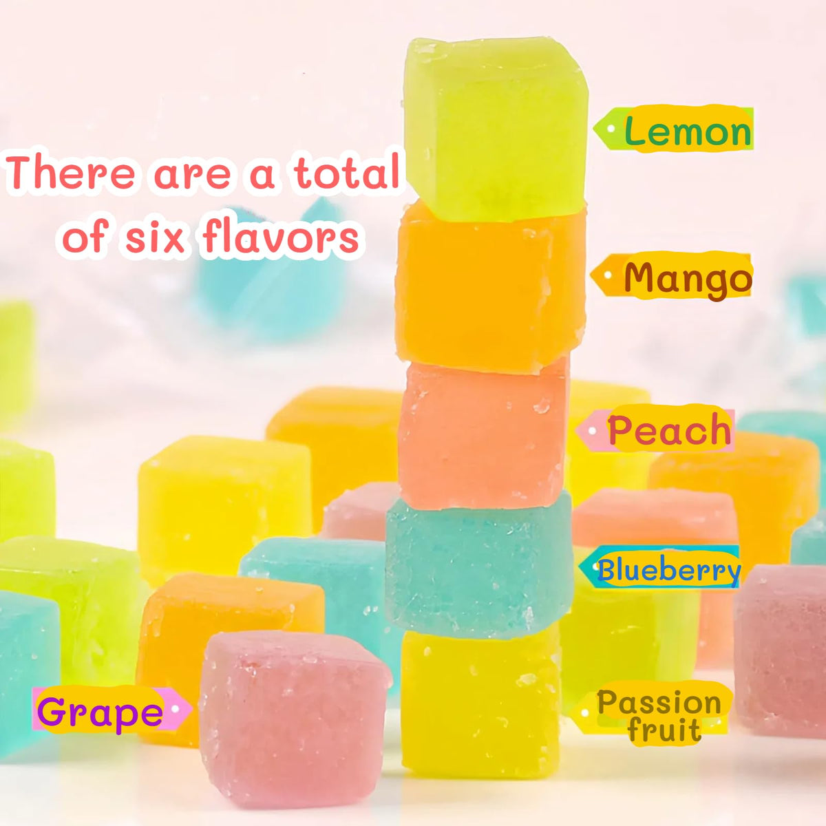 GXXDMZAQ Crystal Amber Candy cross-section reveals chewy center texture.