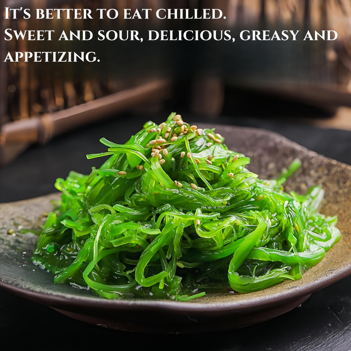 GXXDMZAQ gluten-free, non-GMO seaweed salad for plant-based meals.