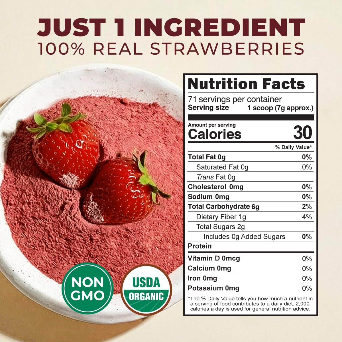 Gya Tea Co 7g serving size scoop for accurate strawberry powder portions.