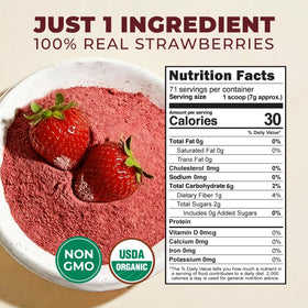 Gya Tea Co 7g serving size scoop for accurate strawberry powder portions.