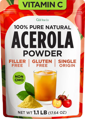 Gya Tea Co Acerola cherry powder bottle ready for daily wellness boost