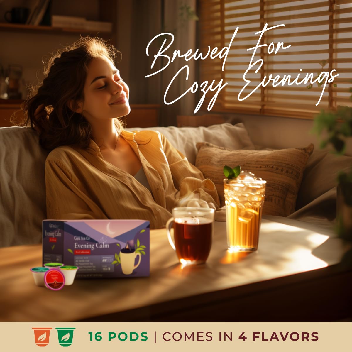 Assorted flavors image highlighting Green Tea and Jasmine Green Tea for gentle energy.