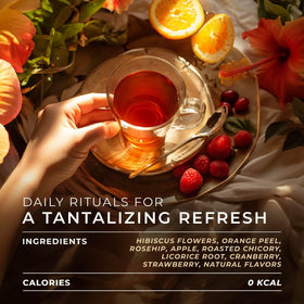 Closeup of Berry Bliss tea pod reveals aromatic berry notes