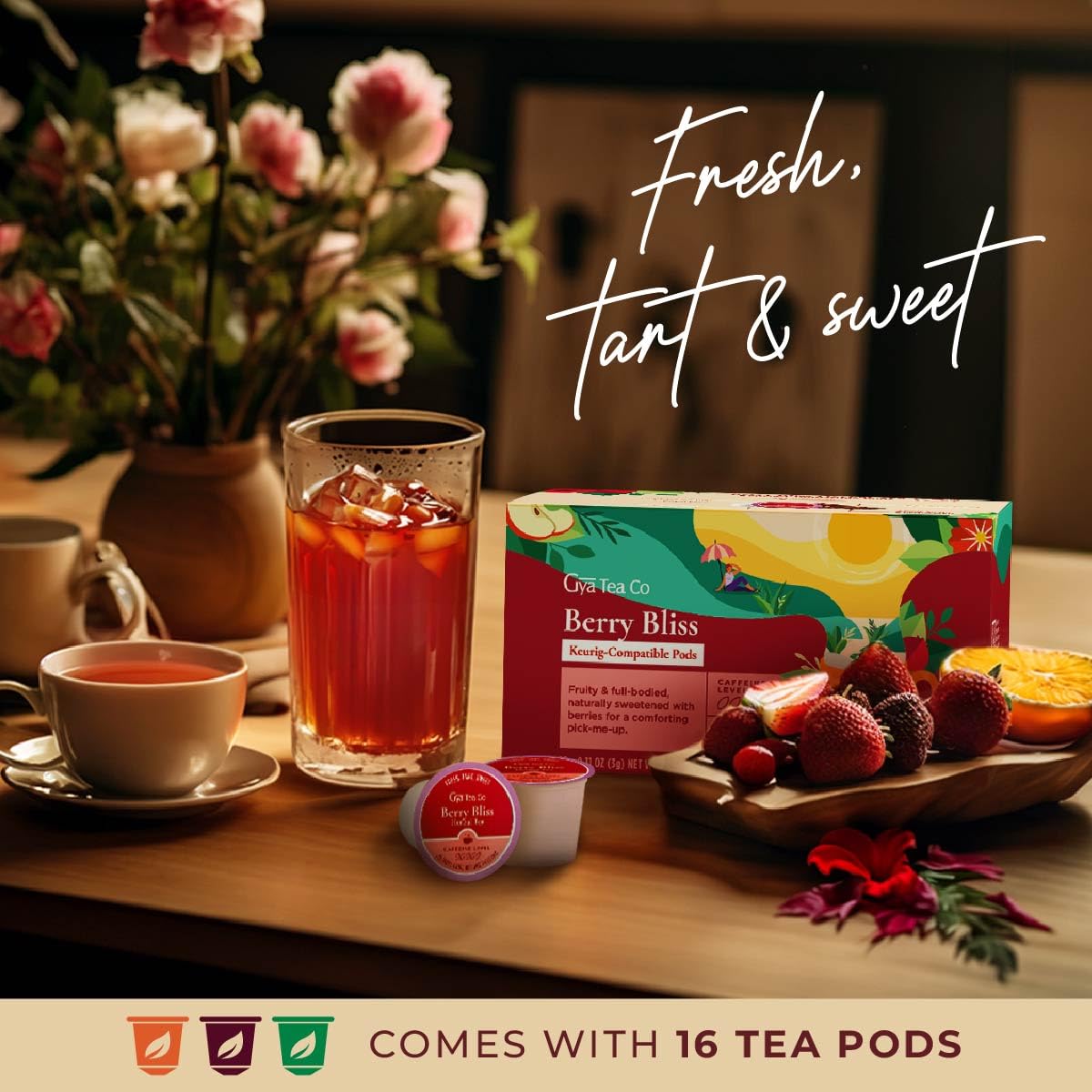 Berry Bliss pod packaging highlights convenient, mess-free brewing