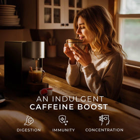 Gya Tea Co caffeinated Vanilla Chai pod closeup showcases bold, robust flavor
