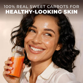 Gya Tea Co carrot powder in pantry jar ideal for cooking convenience.