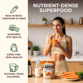 Gya Tea Co carrot powder smoothie bowl image suggests vibrant, nutritious blends.