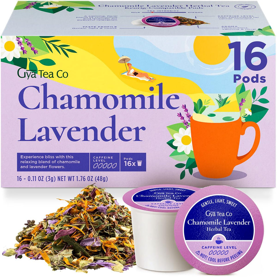 Gya Tea Co Chamomile Lavender pod pack ready for a calming evening brew