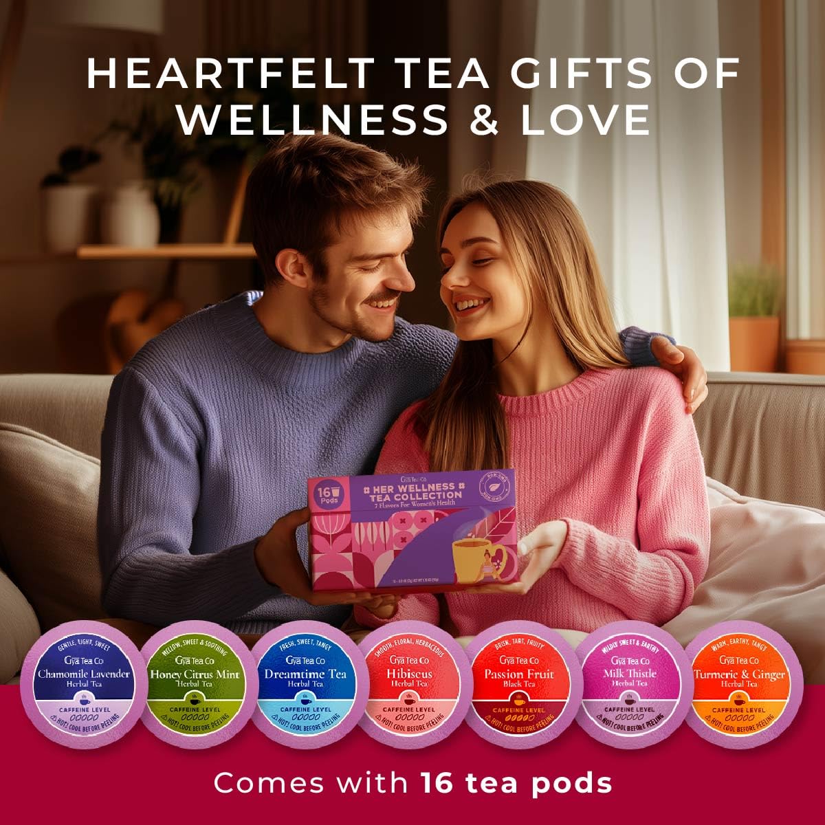 Gya Tea Co Chamomile Lavender tea pod for calming evening ritual.