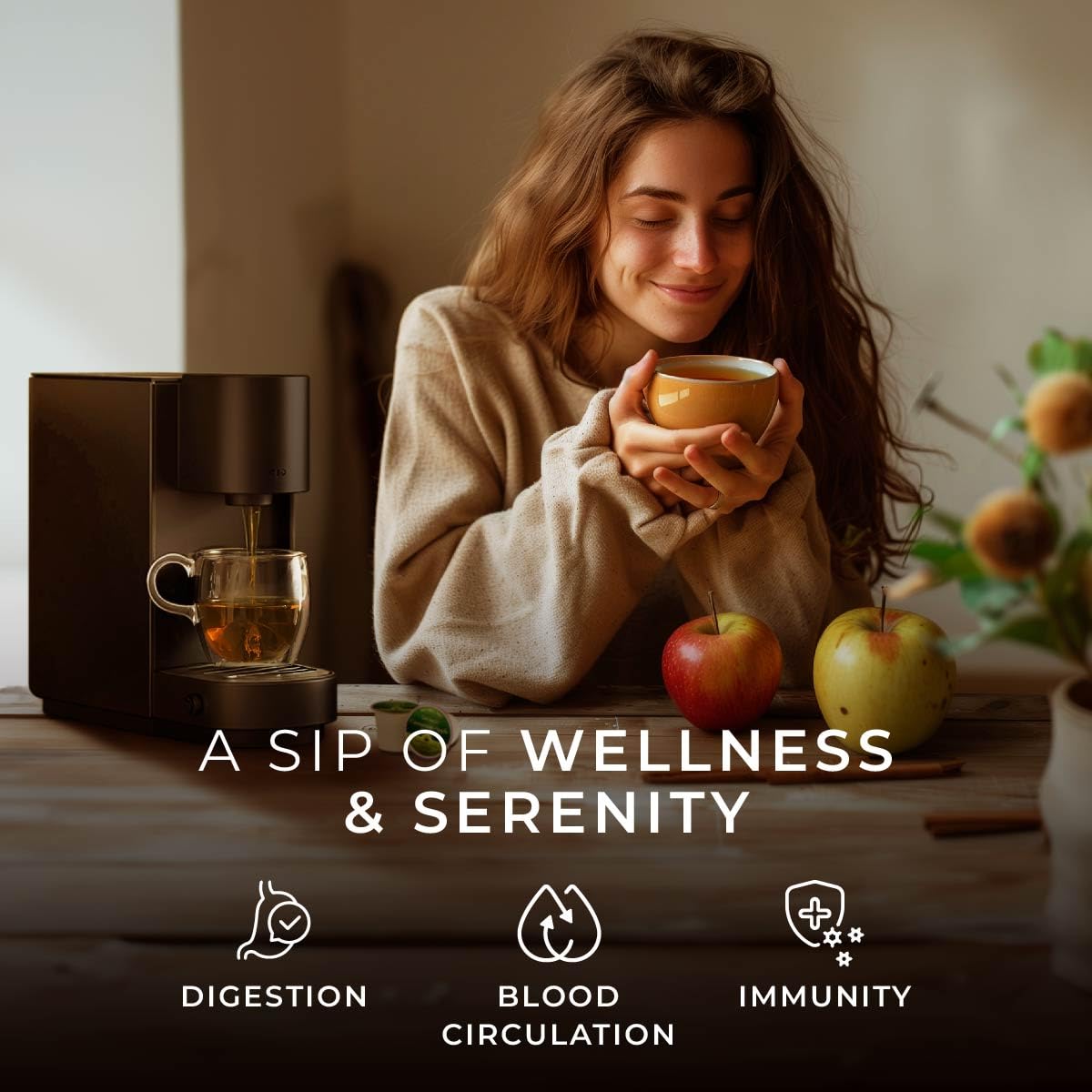 Gya Tea Co cinnamon apple tea pod packaging showcasing premium harvest