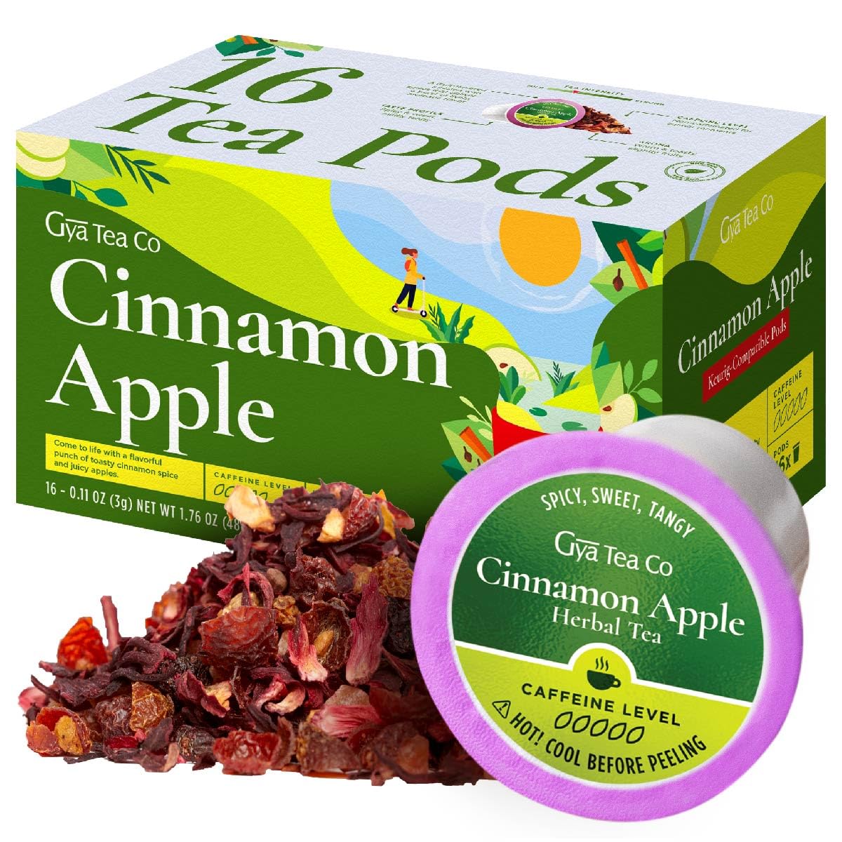 Gya Tea Co Cinnamon Apple tea pod ready for use in a cozy routine