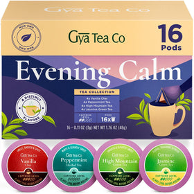 Gya Tea Co Evening Calm collection of assorted tea pods for a peaceful evening ritual.