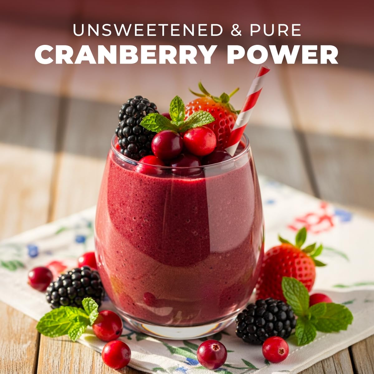 Gya Tea Co Freeze Dried Cranberry Powder on a spoon ready for smoothies and beverages.