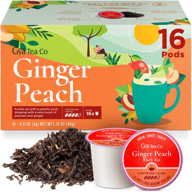 Gya Tea Co ginger peach tea pod close-up, premium flavor ready for brewing.