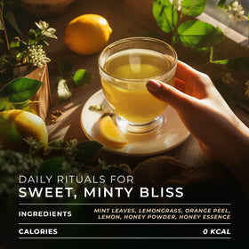 Gya Tea Co Honey Citrus Mint tea pod label highlights caffeine-free option for evenings.