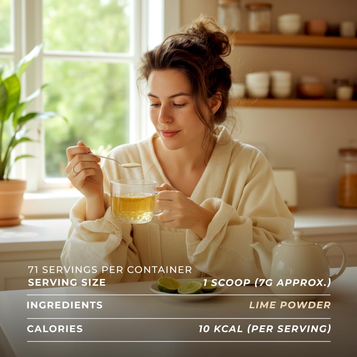 Gya Tea Co Lime Powder in a kitchen scene ready for everyday use.