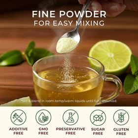 Gya Tea Co Lime Powder is shelf-stable and travel-ready for pantry or trips.