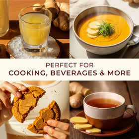 Gya Tea Co Organic Ginger Powder stirred into a sizzling stir-fry for depth.