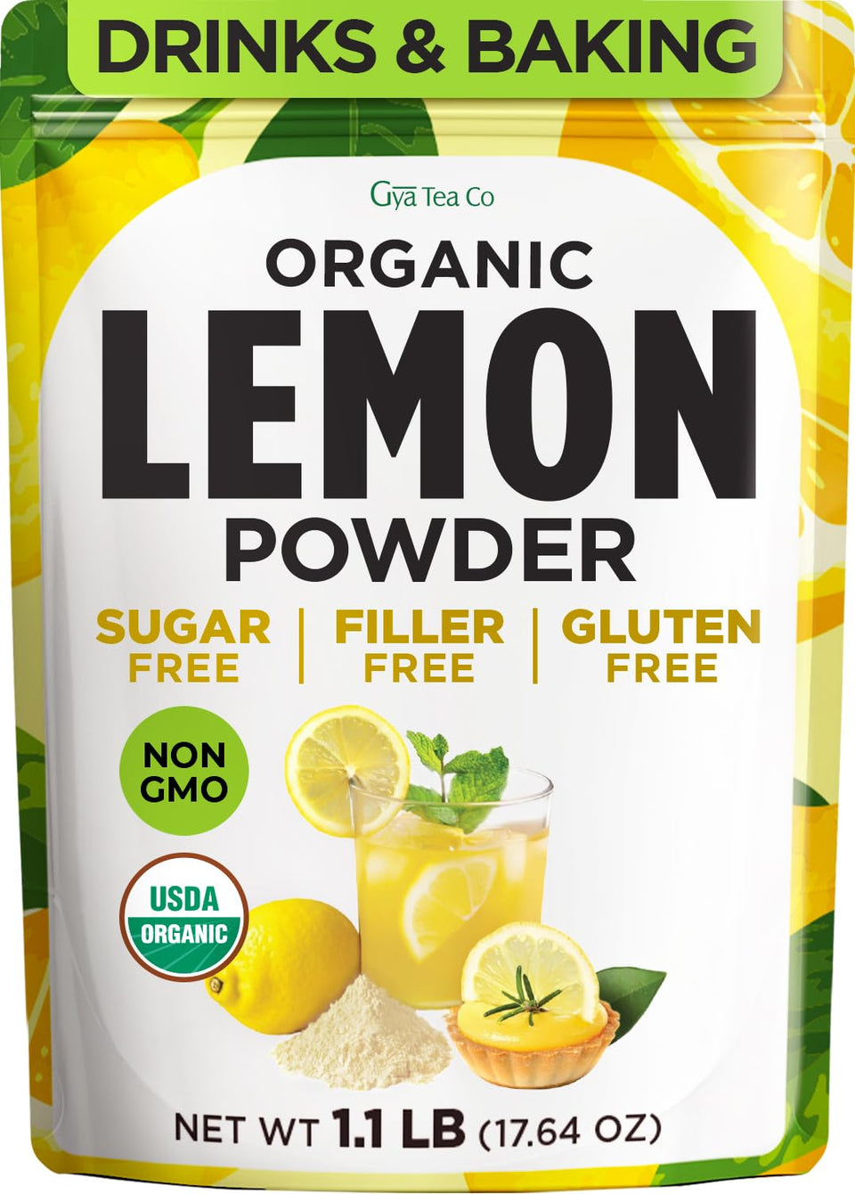 Gya Tea Co organic lemon powder bulk pack highlights easy bulk flavor