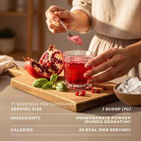 Gya Tea Co Organic Pomegranate Powder offers versatile baking options.