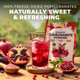 Gya Tea Co Organic Pomegranate Powder jar ready for baking and desserts.