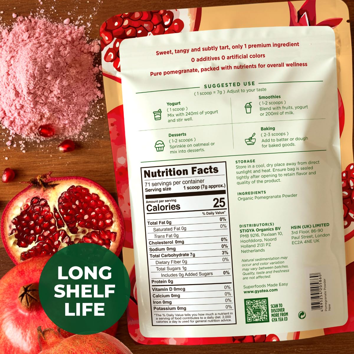 Gya Tea Co pomegranate powder scoop makes easy portioning for yogurt bowls.