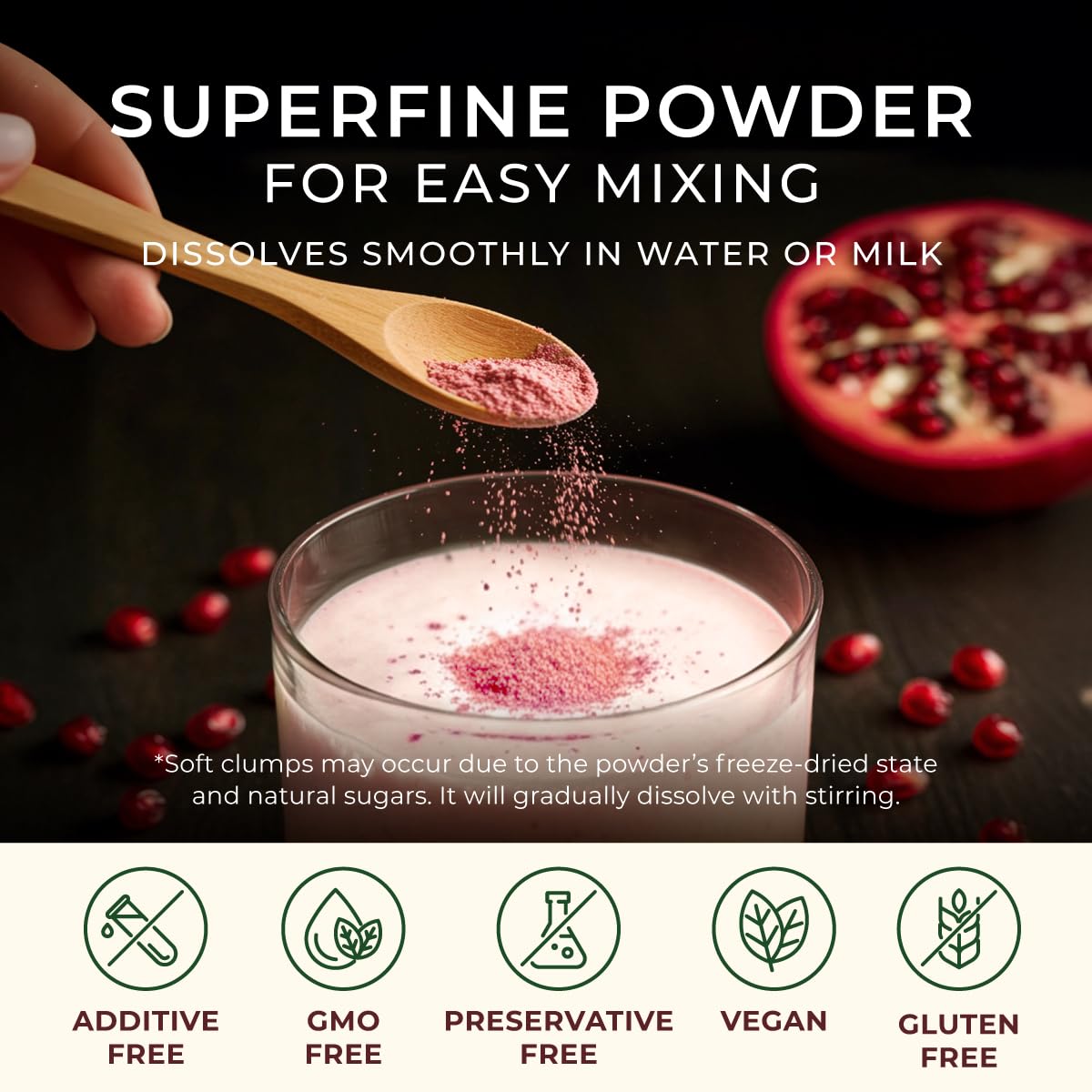 Gya Tea Co Pomegranate Powder sprinkles color and aroma on yogurt or salads.