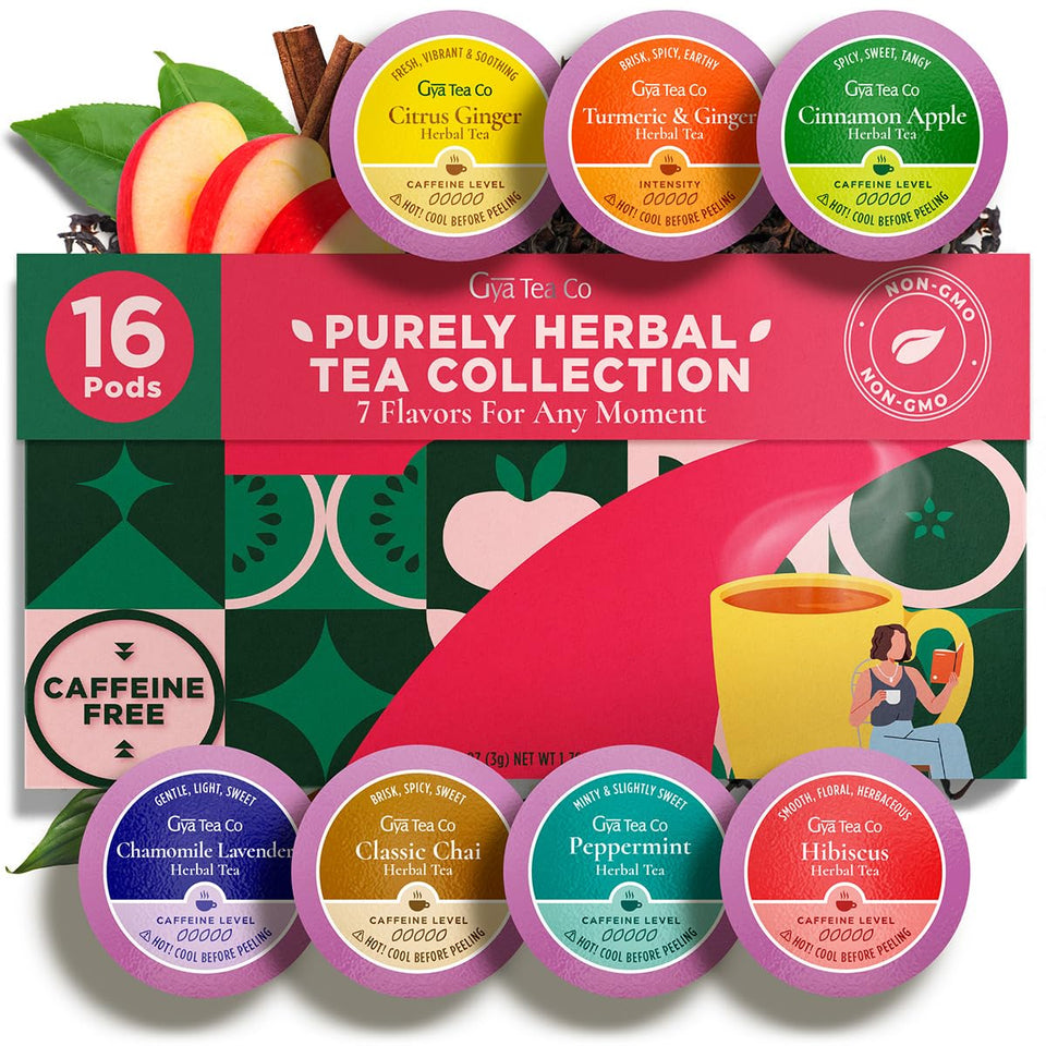 Gya Tea Co Purely Herbal Tea Pod Collection Gift Set, ideal for gifting and tasting variety.