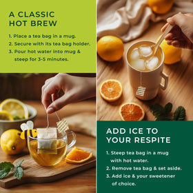 Gya Tea Co refreshing citrus-mint aroma invites a revitalizing break.
