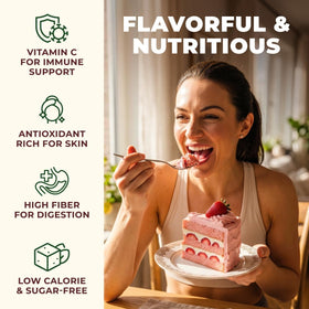 Gya Tea Co strawberry powder sprinkled on cereal or oats for flavor.