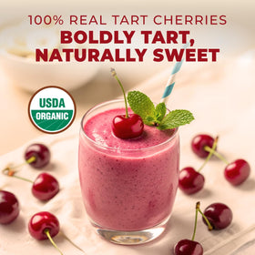 Tart cherry powder added to a smoothie for flavor and vibrancy