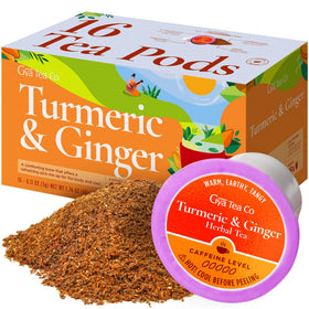 Gya Tea Co turmeric ginger herbal tea pod pack with bright aroma