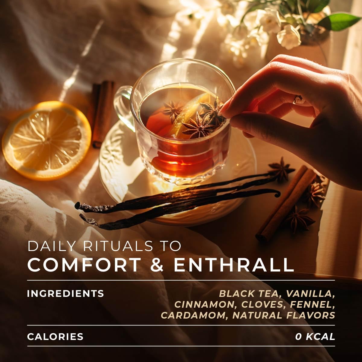 Gya Tea Co Vanilla Chai pod in brewer signals quick, comforting preparation