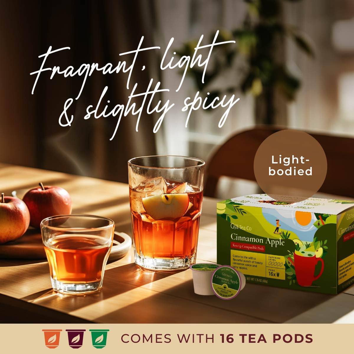 Gya Tea Co decaf tea pods, convenient caffeine-free selection.