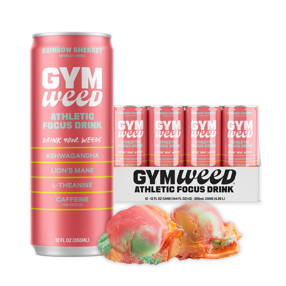 GYM WEED athletic focus drink bottle front view for pre-workout energy and focus.