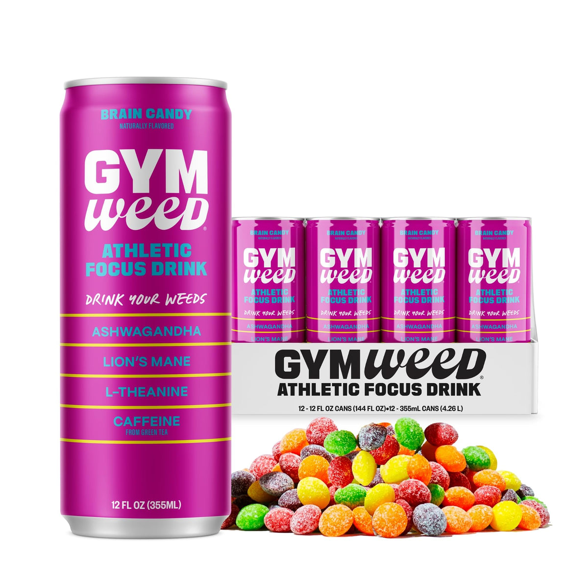 GYM WEED athletic focus drink bottle front with label for pre-workout focus