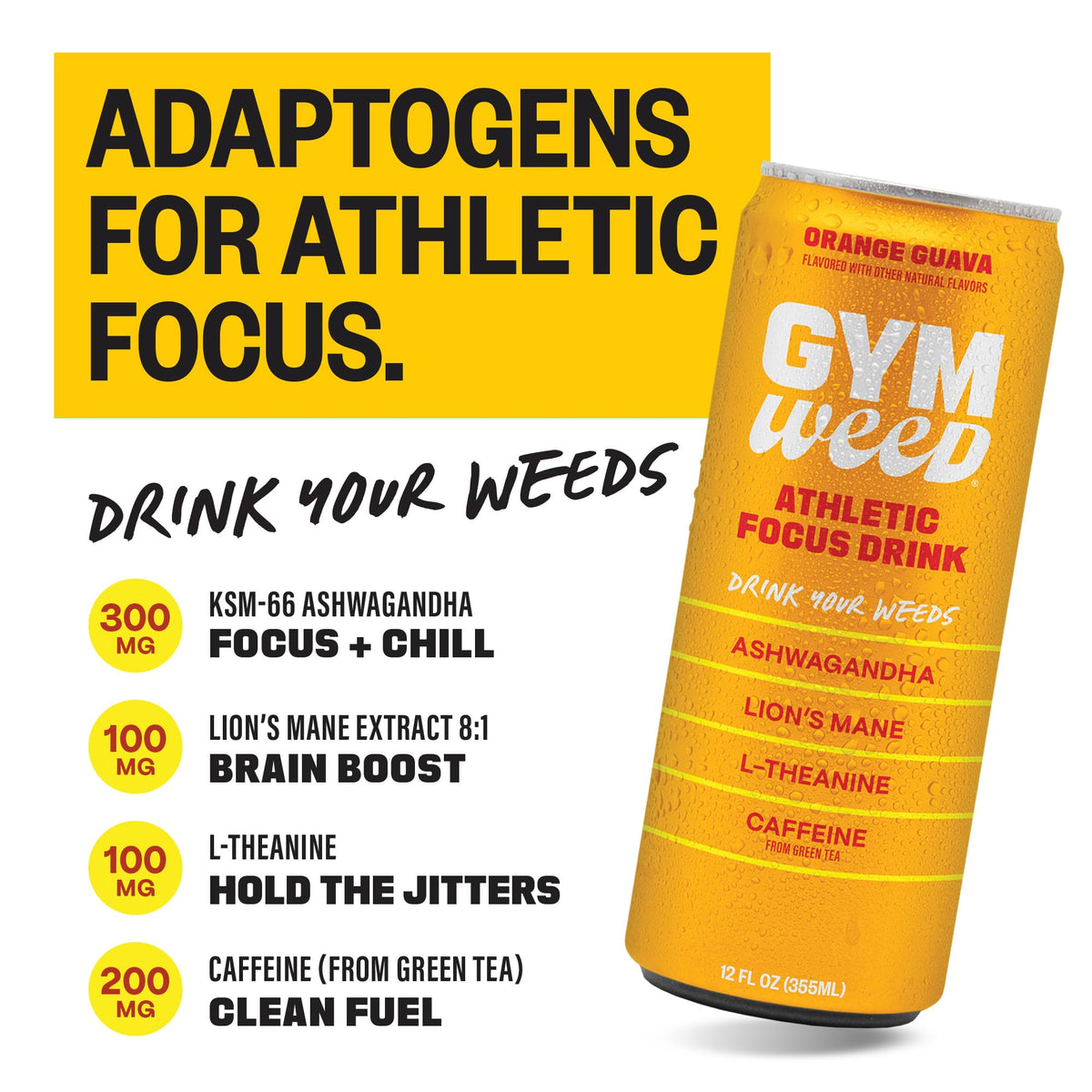 Gym Weed KSM66 ashwagandha graphic highlighting focus support