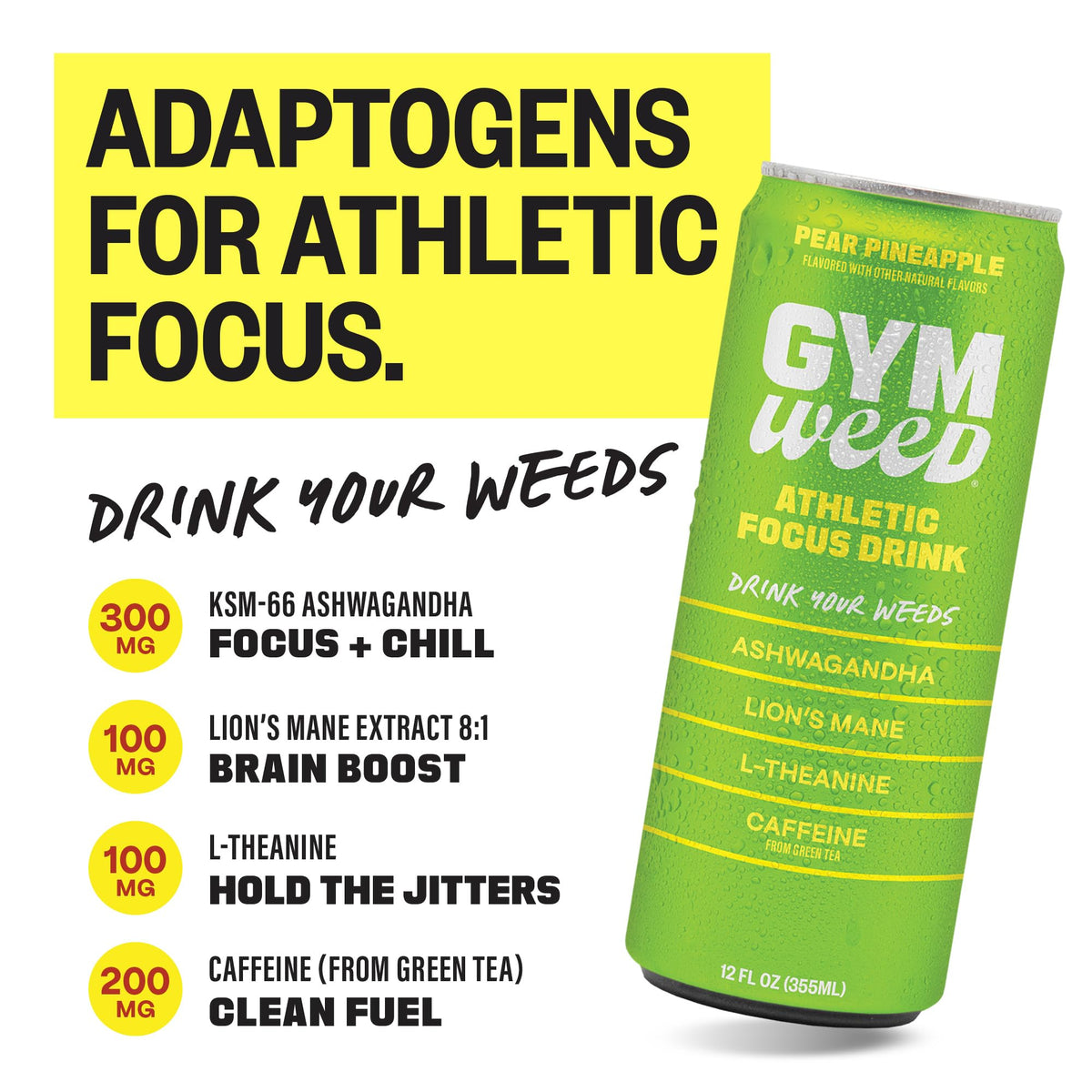 Gym Weed bottle pouring to showcase convenient ready-to-drink pre-workout option