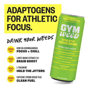 Gym Weed bottle pouring to showcase convenient ready-to-drink pre-workout option